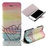 Inask Ultra Thin Holder Stand Flip Pu Leather Case Pouch Cover IOU I Love YOU Hand Language Lovely for Iphone 5 5s 5g & Free LCD Film Touch Pen