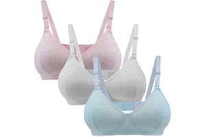 Hbhpov Teenage Girls Cotton Bras Breathable Underwear Wire Free Sports Bra with Adjustable Straps Training Bralette