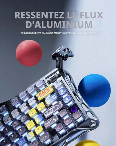 GravaStar Mercury K1 Pro Wireless Gaming Keyboard, QWERTY, Aluminium Alloy, Customized Keyboard Layout 75% Layout, Designed for Durability and Unique Aesthetics (Interstellar Silver)