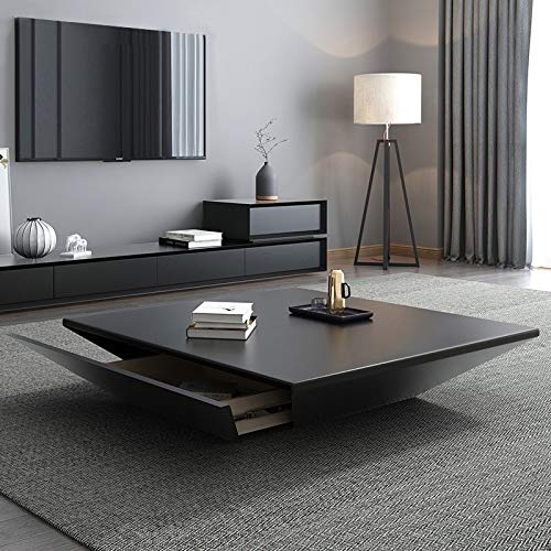 homary Modern Living Room Wood Square Low Coffee Table, Coffee Table