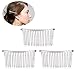 Pixnor 3pcs 7.8cm 20 Teeth Fancy DIY Metal Wire Hair Clip Combs Bridal Wedding Veil Combs (Silver)