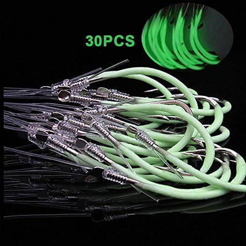FYINN 30pcs Fishing Hooks Snagging Hooks Snagging Weighted Treble Hooks Luminous Hooks,Strong Custom Sport Circle Hooks High Carbon Steel