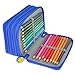 72 Slots Pencil Holder, Ishua Handy Wareable Oxford Pencils Case Pencil Organizer Portable Watercolor Pencil Wrap Case (Blue) Handy Multi-Layer Pencil Bags for Gel Pens,Marco Pens,Makeup Brush