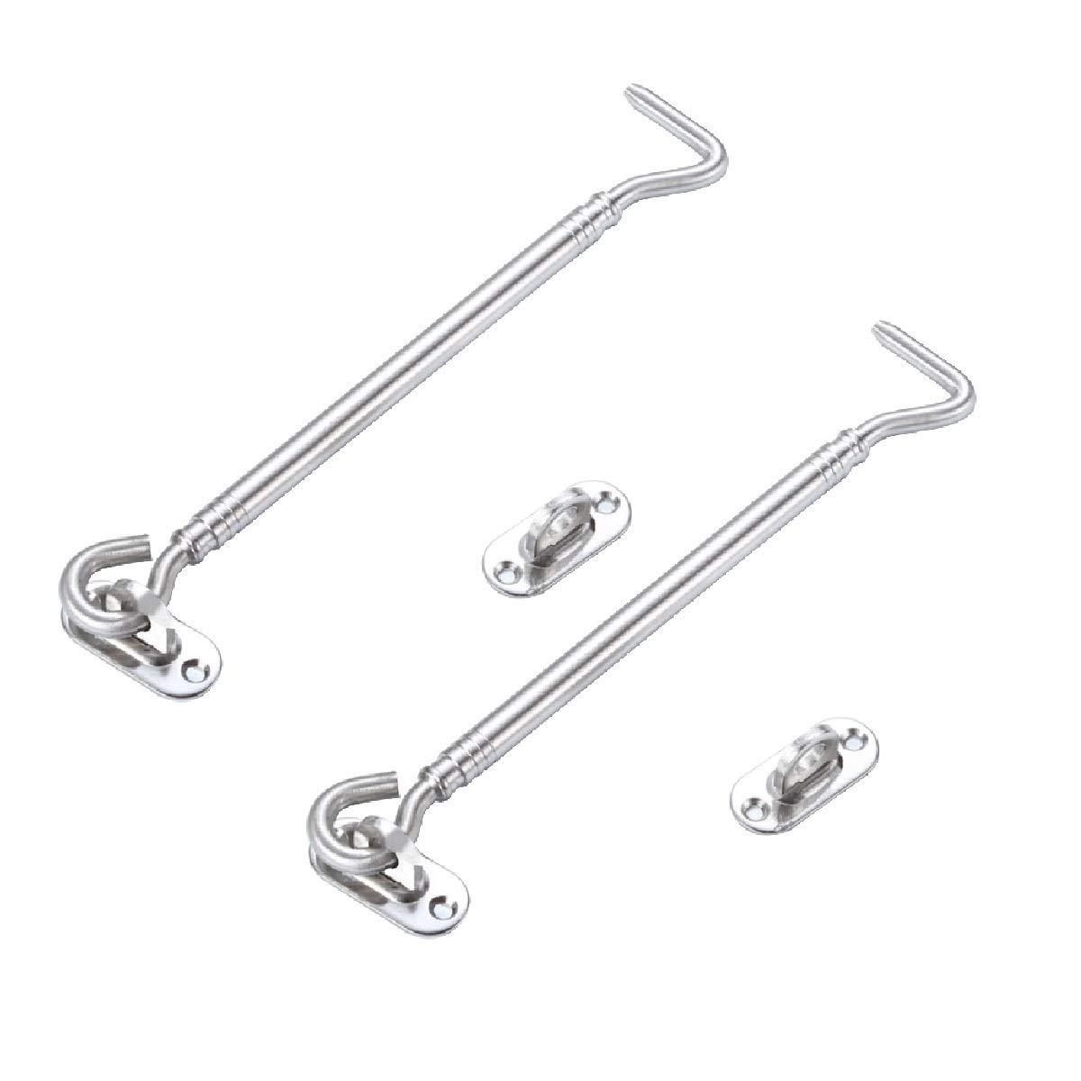 Thickened Stainless Steel 12 Inch Cabin Hooks Eye Latches, Suitable for Cabinets Doors Toilets Garages Gates Boxes, Door Locks, Kennels Fences Window Locks, 2 Pcs