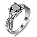 Bamos Jewelry White Black Stone Best Friend Party Wedding Gift CZ Black Gold Plated Womens Rings Size 6-10