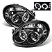 AKKON - For Dodge Neon Black Bezel Dual Halo LED Projector Headlights Driver/Passenger Replacement Lamps Pair