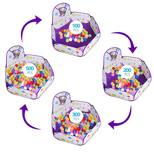 LPRTALK Kids Purple Ball Pit Ball Tent Toddler Ball Pit with Basketball Hoop and Zippered Storage Bag for Toddlers 4 Ft/120CM (Balls not Included) - Thumbnail 5