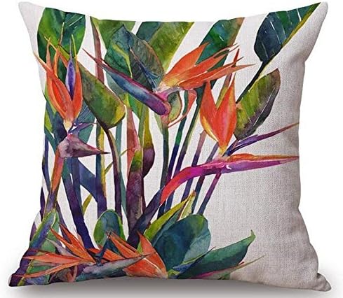 Dryhbv American Country Pastoral Style Beautiful Tropical Ornamental Plants Bird Of Paradise Cotton Linen Throw Pillow Case Personalized Cushion Cover NEW Home Office Decorative Square 18 X 18 Inches