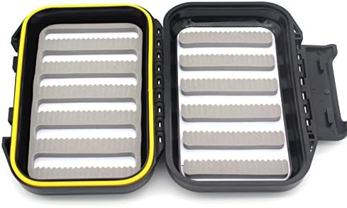 FlySoul 13x9x3.8cm Waterproof ABS Durable Plastic Foam Fly Fishing Lure Bait Hook Tackle Storage Case Cover Box (Black)