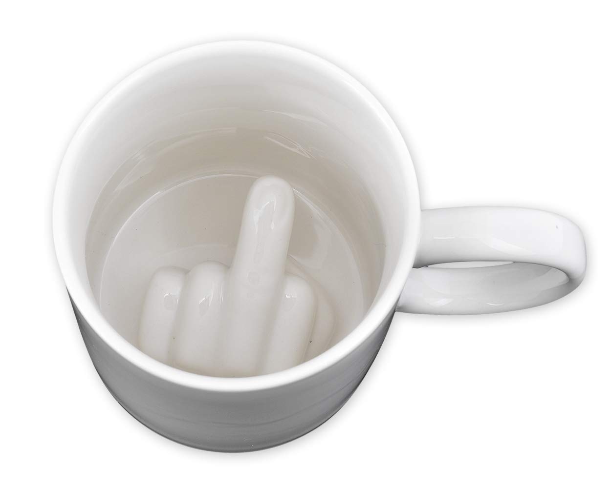 SCSpecial Ceramic Middle Finger Coffee Cup 350ml 11.8oz Funny Coffee Mug Novelty Gift Tea Cup with Middle Finger - White