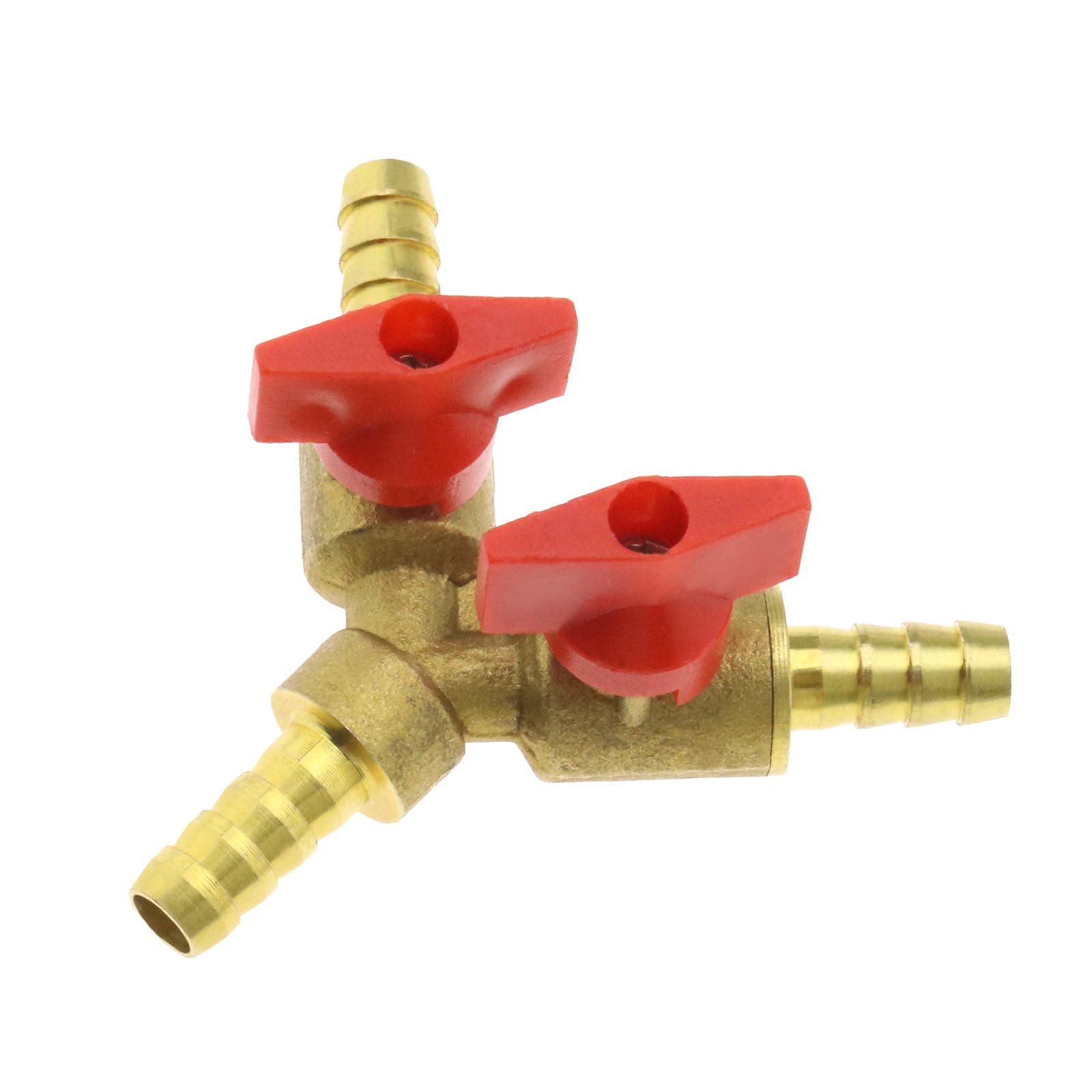 EMSea 5/16Inch/8mm Y Shut off Ball Valve Brass Hose Fitting Splitter Y 3 Way Pipe Connector Adapter for Oil Fuel Water