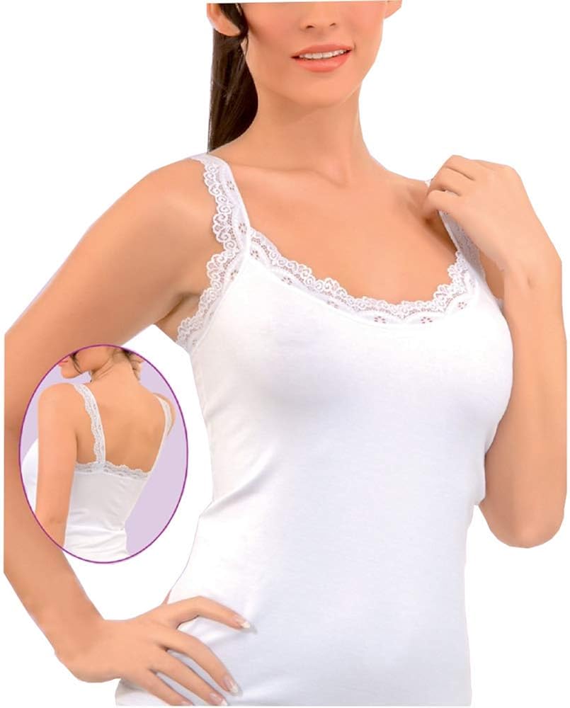 Women's Sexy Ultra Soft Camisole with Lace Trim Cotton Blend Basic Tank Top at  Women’s Clothing store