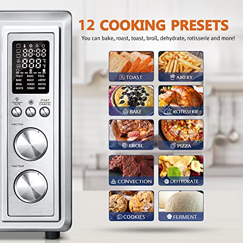 CROWNFUL Air Fryer Toaster Oven, 32 Quart Convection Roaster with