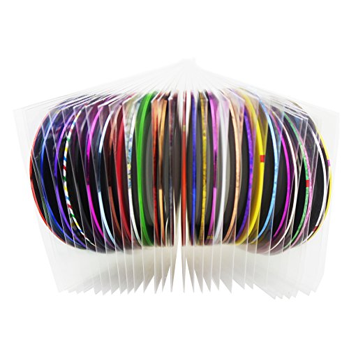 Nail Tape 30 Colors Narrow Line Striping Tape for Nail Art Decoration Crafting Projects Thin Stickers with 2 Dispensers - Thumbnail 3