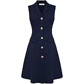 GRACE KARIN Work Dresses for Women 2026 Sleeveless Button Business Midi Dress Notch Lapel V Neck Formal Office A Line Dresses