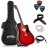 Ashthorpe Full-Size Cutaway Thinline Acoustic-Electric Guitar Package - Premium Tonewoods - Red
