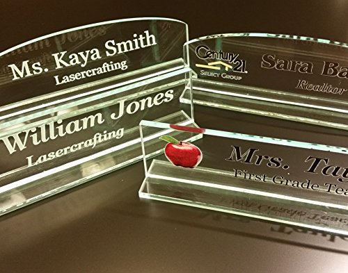 Acrylic Name Plate - Select Engraved or Color Option, Cove or Square Top (Colored, Rounded Top)