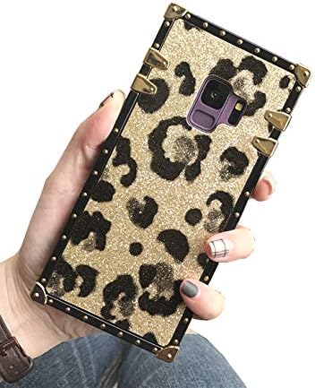 Galaxy Note 9 Glitter Leopard Print Case,SelliPhone Luxury Designer Glitter Bling Sparkly Leopard Print Soft TPU Trunk Case for Samsung Galaxy Note 9 (2018), Gold