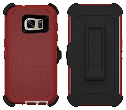 Galaxy S7 Case, ToughBox®  [Armor Series] [Shock Proof] [Red | White] for Samsung Galaxy S7 Case [Built in Screen Protector] [With Holster & Belt Clip] [Fits OtterBox Defender Series Belt Clip]