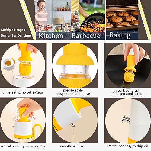 2 In 1 Glass Olive Oil Dispenser Bottle With Silicone Brush,Vinegar Soy