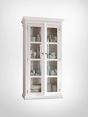 NovaSolo Halifax Pure White Mahogany Wood Display Stand with Shelves