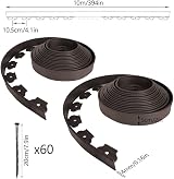 VOUNOT Lawn Edging 20m with 60 Pegs Brown 4mm Thick Flexible Border Kit view 7