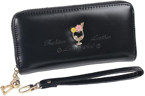 Maxia Collections 財布 レディース 黒 ピンク 他7色 長財布 合皮 かわいい 財布 Amazon