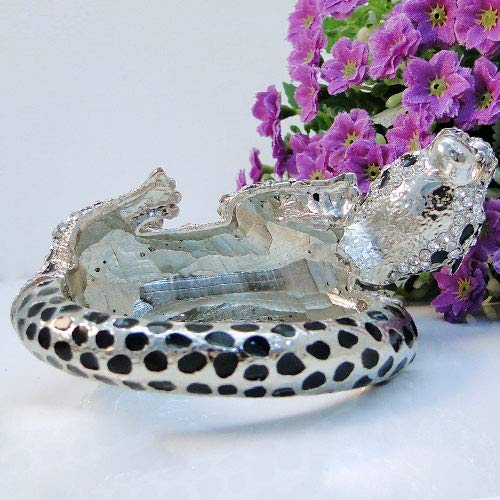 Feast EVER FAITH Austrian Crystal Black Enamel Gorgeous Leaping Leopard Animal Bracelet for Women