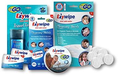 Ezywipe Compressed Cleansing Towels Gift Bundle 100% Rayon Certified Bio-degradable Anti-Bacterial Anti-Microbial