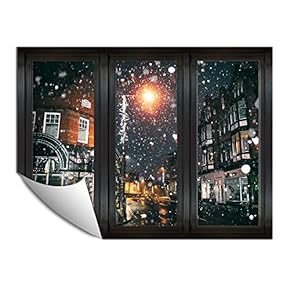 Wall Paper Small Wall Mural City at Night Wall Art Removable Wall Decoration for Bedroom Living Room - 24x32 inches