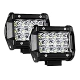MICTUNING DB-III Led Light Pods, 2PCS 4Inch 36W Flood Led Light Bar 3240lm Off Road Tri-Row Driving Fog Lights for Jeep Rzr ATV UTV SUV Truck Pickup Boat Motorcycle