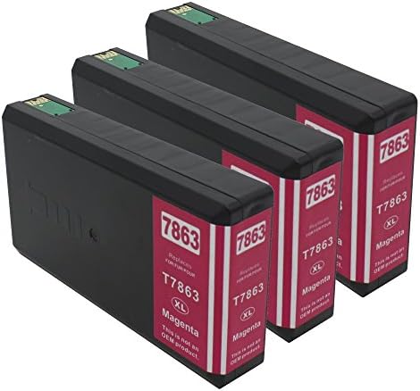 3-Pack 786 T786XL Ink Cartridge Replacing for Epson WorkForce Pro WF-4630 WF-4640 WF-5110 WF-5190 WF-5620 WF-5690 Series Printer - JETDIRECT® (Magenta)
