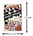 UNiQ Designs POPCORN DOUBLE FEATURE Media Room Decor Tin Signs Theater Sign - Movie Room Decor Accessories - Film Decor - Home Movie Theater Decor - Movie Reel Wall Decor - Vintage Movie Decor 12x8
