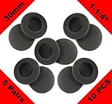 Replacement 1.25-Inch / 30mm Foam EarPad Cover Cushion for Senheiser Koss Sony Philips Headphones Ear Pad-5 Pairs