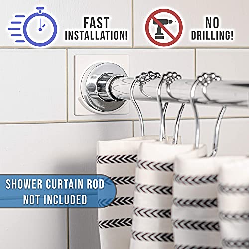 Adherion ExtraLarge Adhesive Shower Curtain Rod Holder Rod Retainer