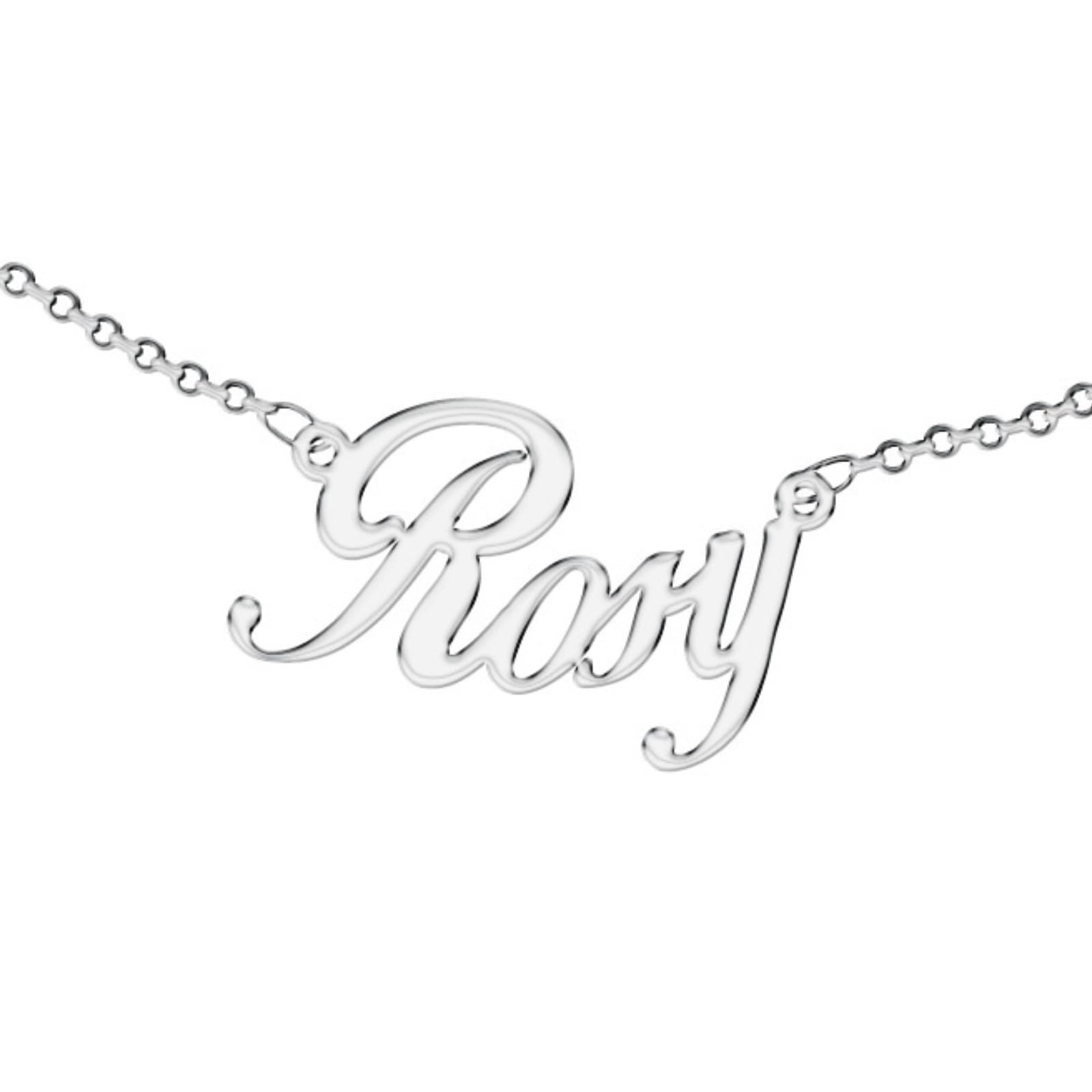 Personalized Necklace, for Woman, with Name. Wear Your Name. Stainless Steel and Hypoallergenic. Silver colour. Designed in Italy. (Rosy)