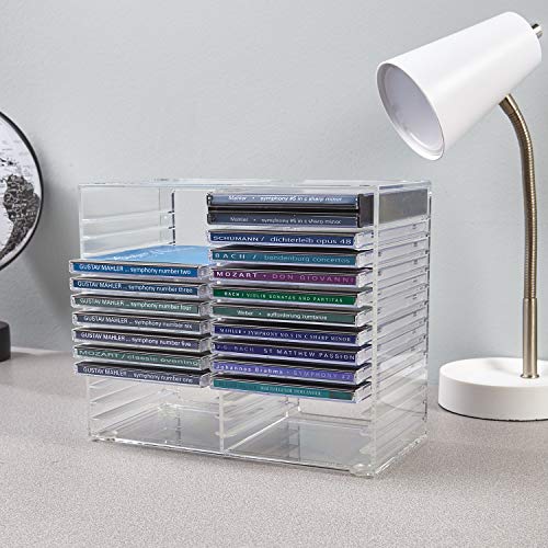 Stackable Clear Plastic CD Holder Holds 30 Standard CD Jewel Cases
