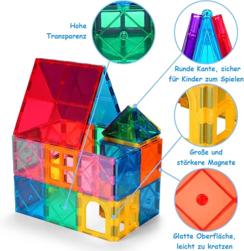 Magnetic Building Blocks for Kids 80 Pieces Educational Building Blocks 3D Magnets Kids Play Toys for Kids STEMS Creativity Montessori
