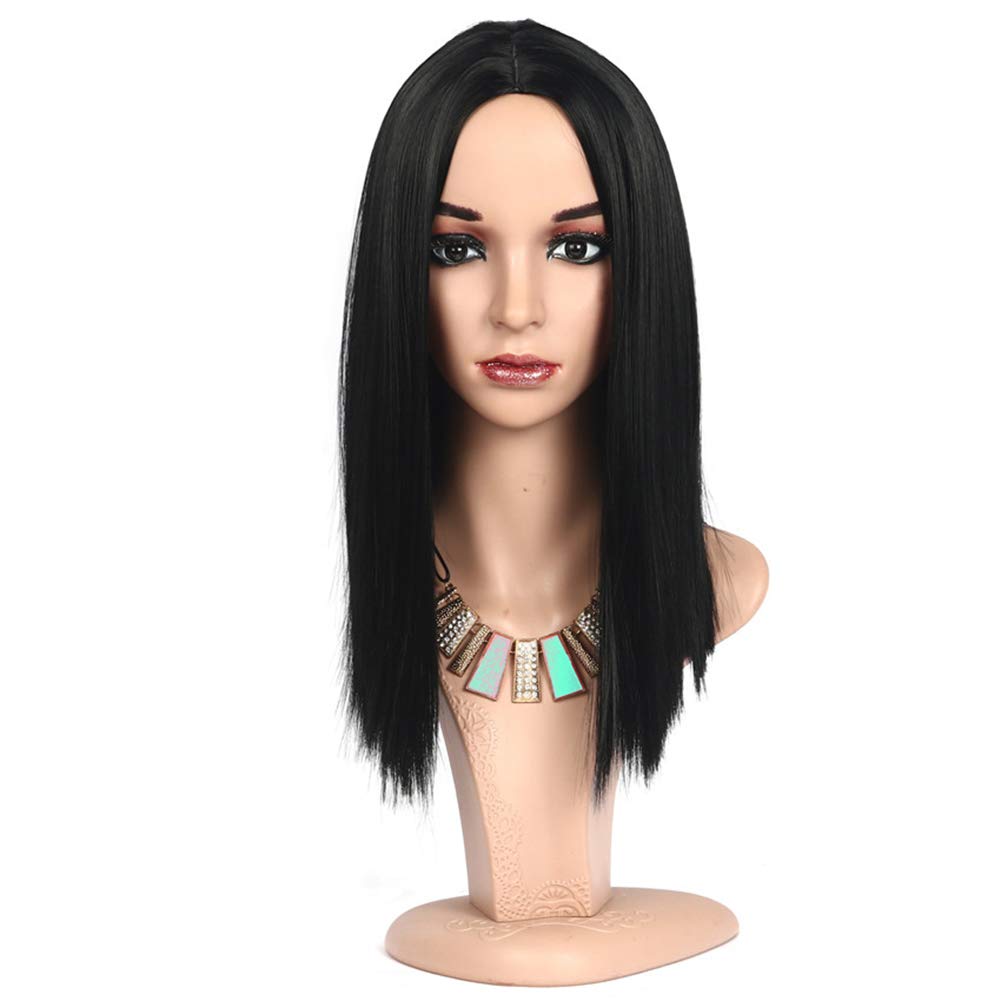 YanT HAIR Synthetic Wigs For Women Short Straight Bob Wigs Middle Part(Black Color)