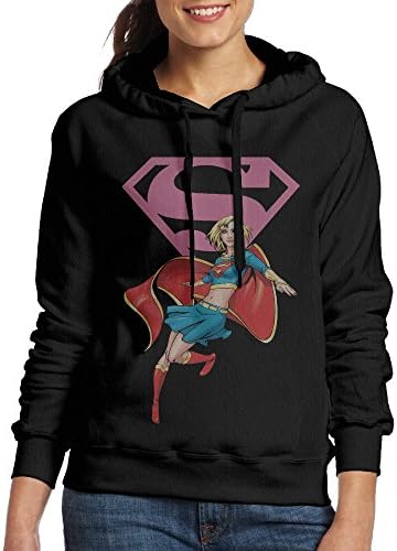 LOVEGIFTTO Womens Cartoon Super Hero Girl Hoodie Sweatshirts Black Small