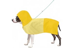 Aokown Dog Raincoat, Waterproof Dog Rain Jacket with Hood, Rain Coat for Large Dogs with Leash Hole, Raincoat Extended Dog Poncho Coverage to The Leg, Easy On/Off Rainwear Yellow, L