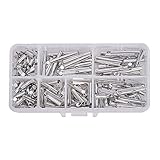 PH PandaHall 200pcs 5 Sizes Platinum Iron Slide On Clasp End Tubes Clasp Slider End Caps Crimp for Jewelry Making Clasps(10mm, 13mm, 16mm, 20mm, 25mm, 30mm)
