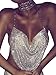 Simplee Apparel Women's Sexy Chain Halter Sleeveless Backless Metal Vest Sequin Crop Top (One Size, Silver Diamond)