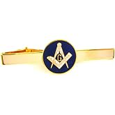 New Brass &amp; Blue Masonic Freemason Mason Tie Bar Clip