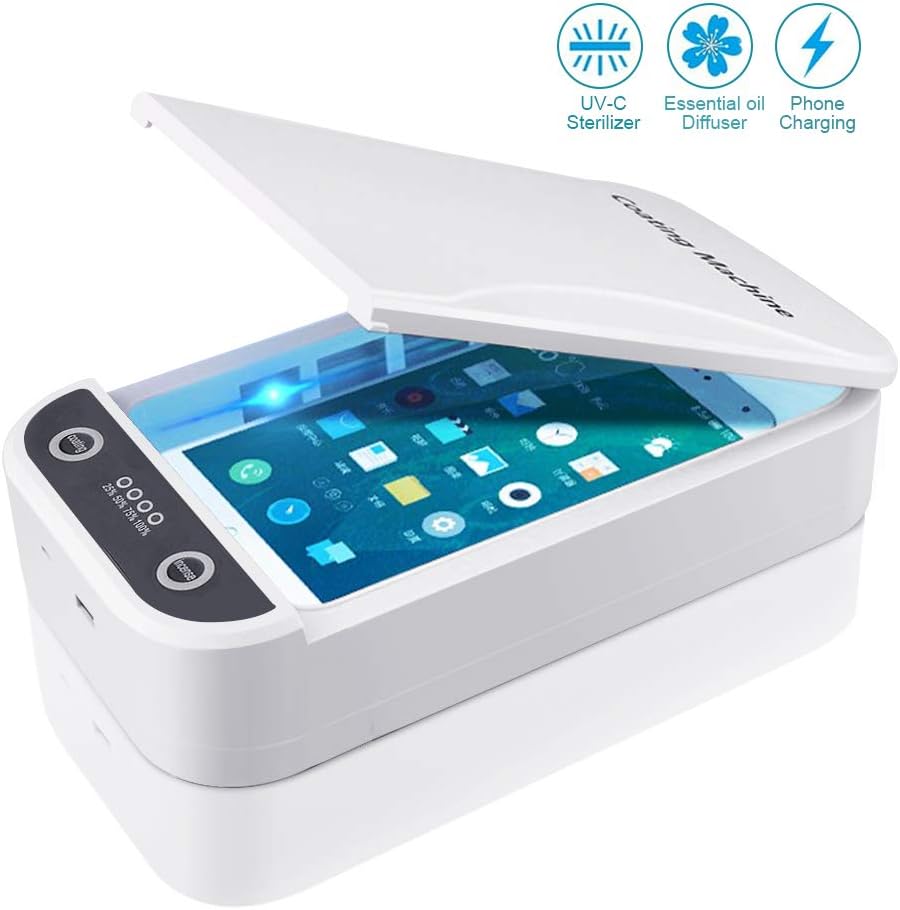 HUIDANGJIA UV Cell Phone Sanitizer, Portable Smart Phone Sterilizer, Aromatherapy Function Disinfector, Phone Cleaner with USB Charging for iOS Android Mobile Phone Toothbrush Pacifier