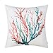 CaliTime Canvas Throw Pillow Cover Shell for Couch Sofa Home Decoration Aquarelle Painting Print 18 X 18 Inches Sea Coral Tree Coral Teal