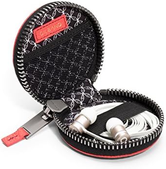 Leather earphone case by GILBANO. Luxury travel earphone pouch perfect for audiophiles with style and taste - LEDBURY (orange)
