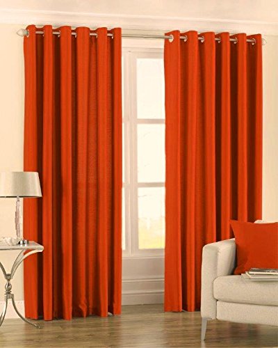 Modern Faux Silk Burnt Orange Curtains 66x54 168x137cm Fully