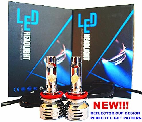 Automobile H11/H8 LED Headlight Bulbs Conversion Kit 6000K Cool White 60W 8000Lms Per Pair-Car Headlamps with 1.2MM LED Chip Spacing Create Accurate Light Pattern