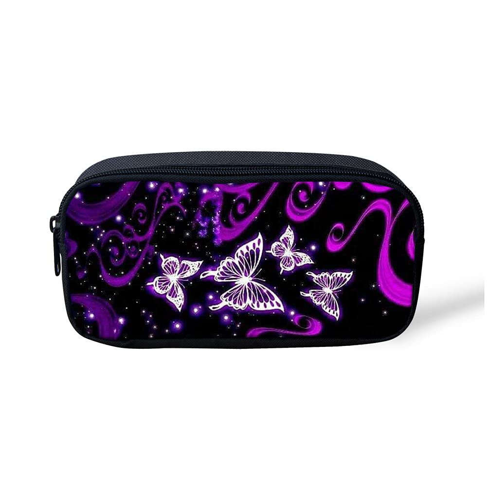 Kuiaobaty Student Pencil Case Butterfly Print Pen Pouch School Supplies Roomy Storage Bag for Women Girls